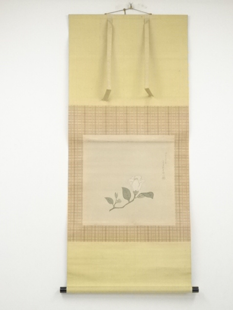 JAPANESE HANGING SCROLL / HAND PAINTED / FLOWER (1935)